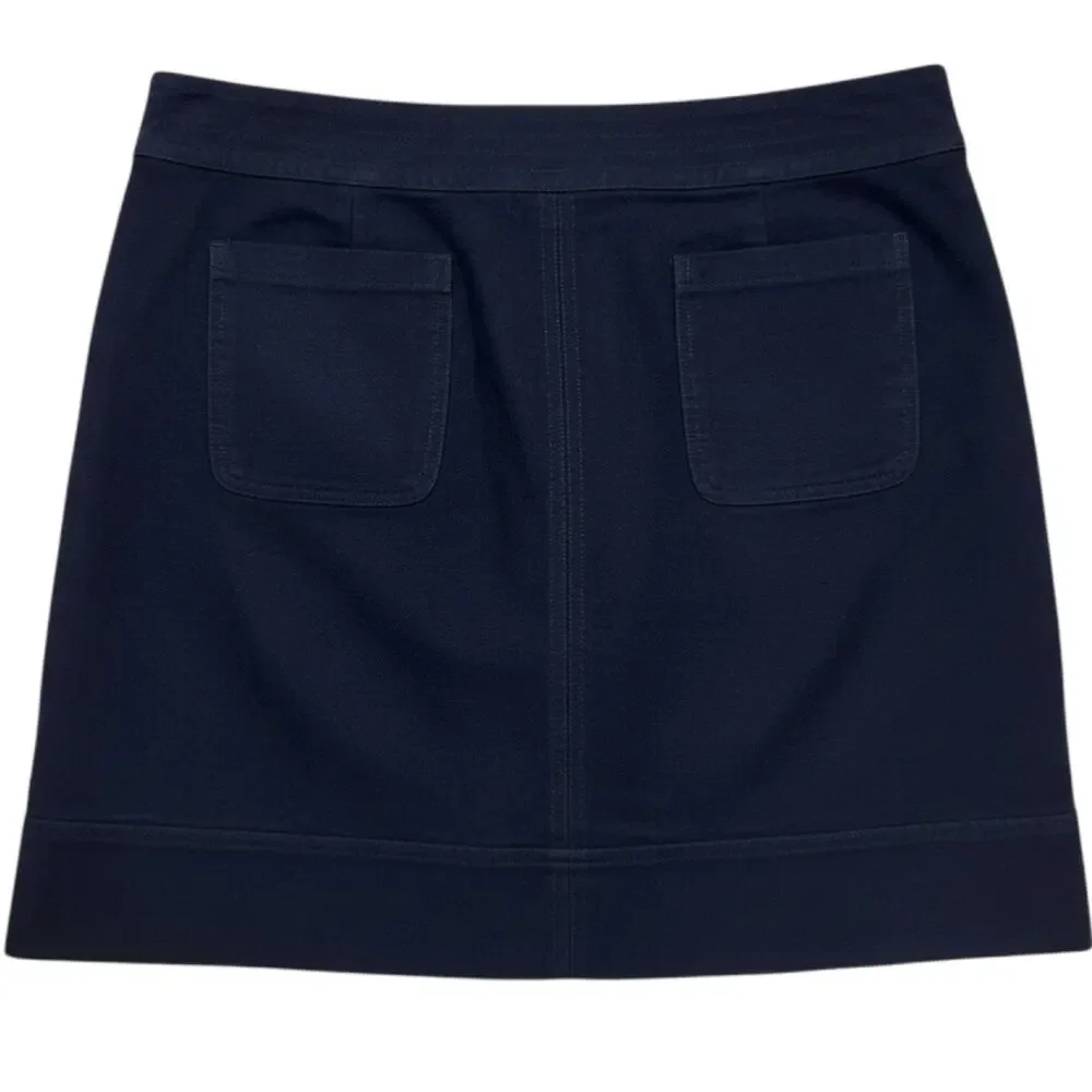 Boden Cotton A-Line Mini Skirt Pockets Blue 12